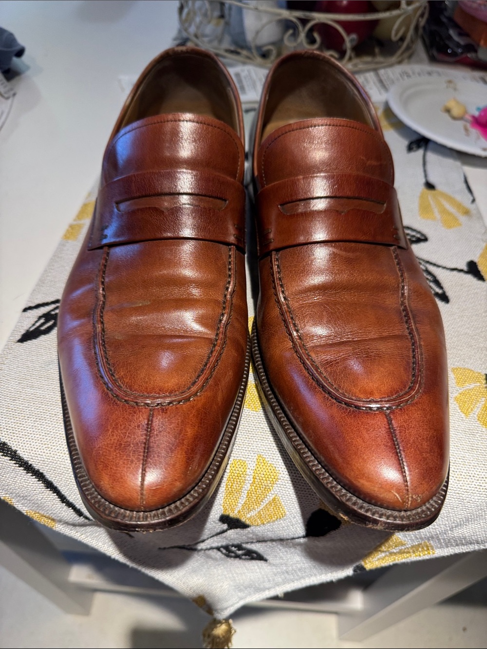 MENS MAGNANNI BROWN LEATHER LOAFERS